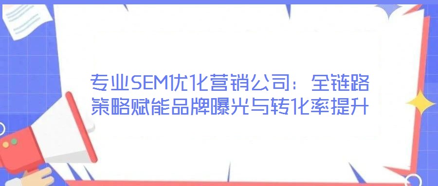 專業(yè)SEM優(yōu)化營銷公司：全鏈路策略賦能品牌曝光與轉(zhuǎn)化率提升