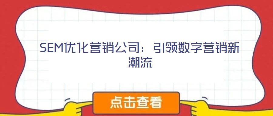 SEM優(yōu)化營銷公司：引領(lǐng)數(shù)字營銷新潮流