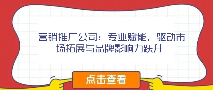  營(yíng)銷推廣公司：專業(yè)賦能，驅(qū)動(dòng)市場(chǎng)拓展與品牌影響力躍升