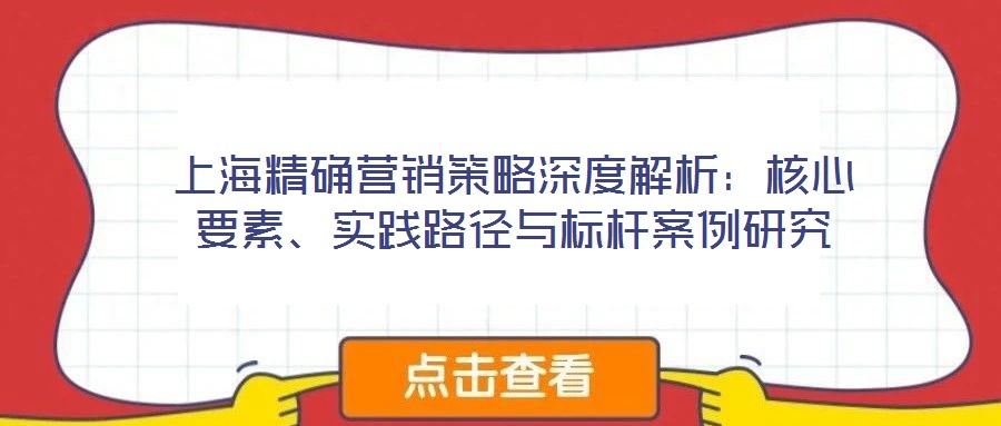 上海精確營(yíng)銷策略深度解析：核心要素、實(shí)踐路徑與標(biāo)桿案例研究