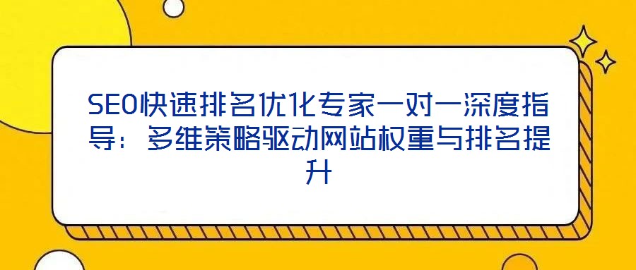 SEO快速排名優(yōu)化專家一對(duì)一深度指導(dǎo)：多維策略驅(qū)動(dòng)網(wǎng)站權(quán)重與排名提升
