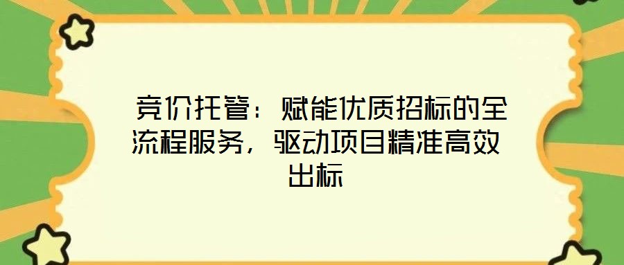  競價(jià)托管：賦能優(yōu)質(zhì)招標(biāo)的全流程服務(wù)，驅(qū)動(dòng)項(xiàng)目精準(zhǔn)高效出標(biāo)