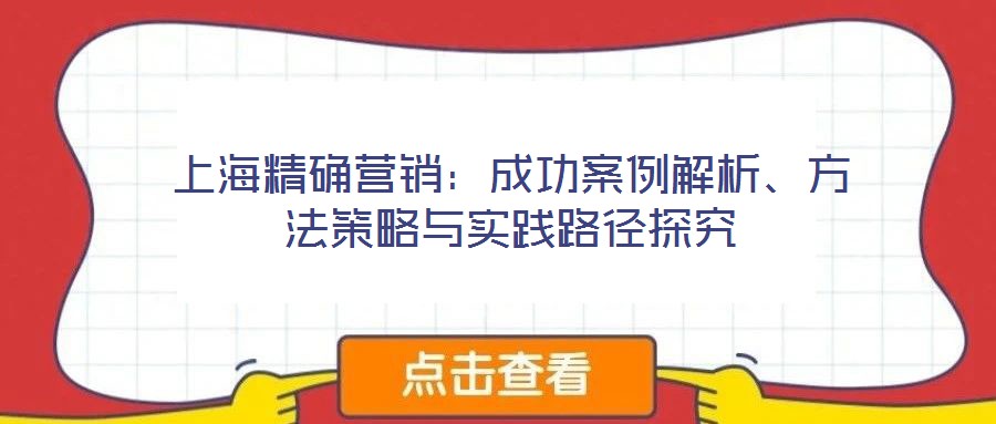 上海精確營銷：成功案例解析、方法策略與實(shí)踐路徑探究