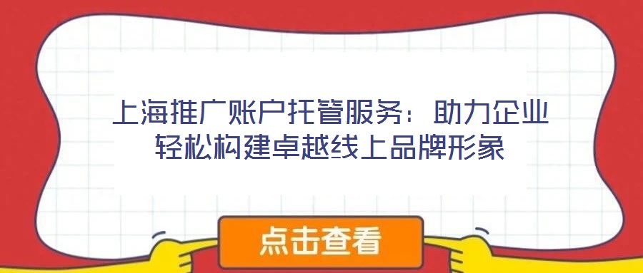上海推廣賬戶托管服務：助力企業(yè)輕松構建卓越線上品牌形象