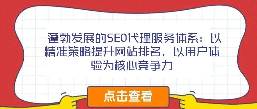  蓬勃發(fā)展的SEO代理服務(wù)體系：以精準(zhǔn)策略提升網(wǎng)站排名，以用戶體驗(yàn)為核心競(jìng)爭(zhēng)力