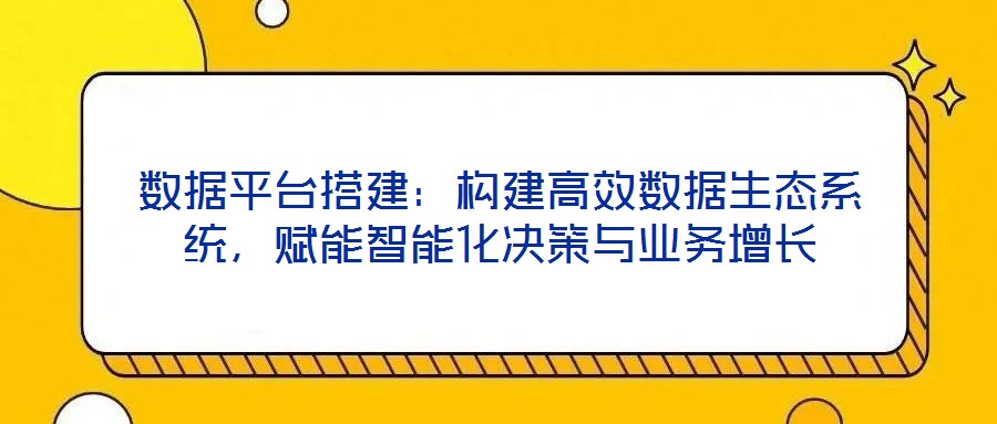 數(shù)據(jù)平臺(tái)搭建：構(gòu)建高效數(shù)據(jù)生態(tài)系統(tǒng)，賦能智能化決策與業(yè)務(wù)增長(zhǎng)