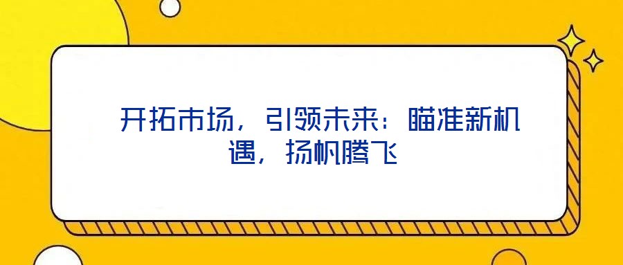  開拓市場，引領未來：瞄準新機遇，揚帆騰飛